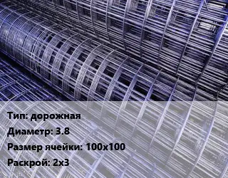 Сетка дорожная d=3.8 Ячейка: 100х100 Раскрой: 2х3